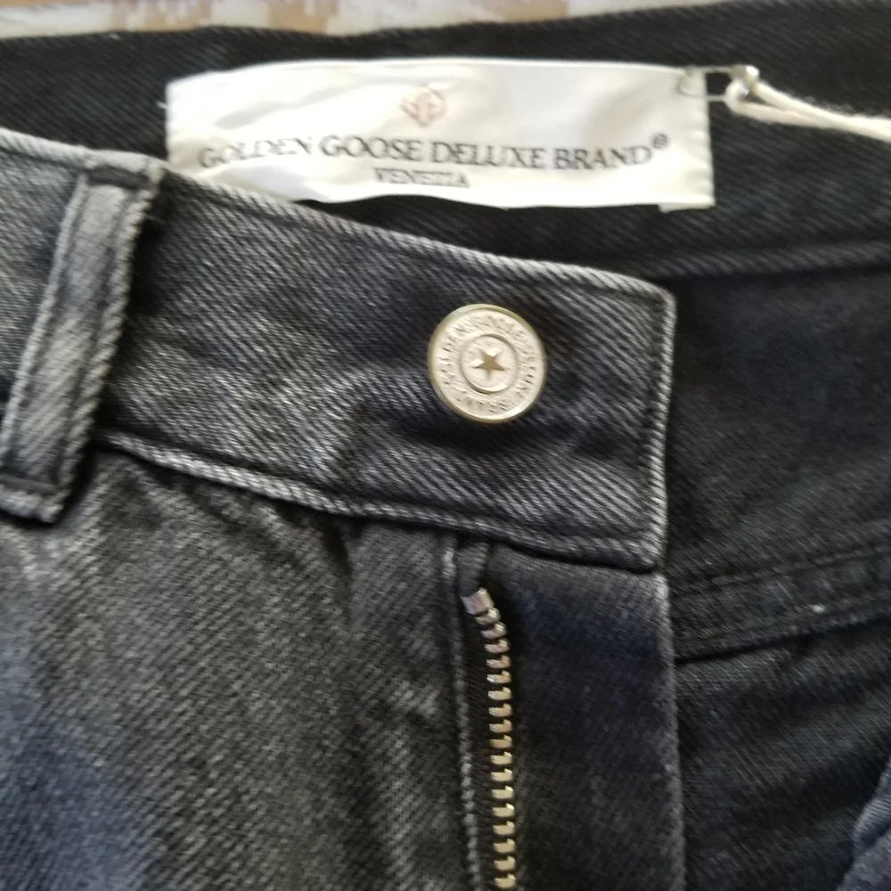 Golden Goose Two Tone High Rise Straight Leg Leather Pocket Jeans Size 2… - Picture 6 of 15